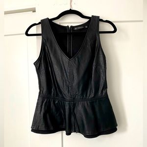 Zara Faux Leather Peplum Top, Large